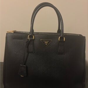Prada Galleria Medium Tote Black Saffiano Leather, Gold Hardware